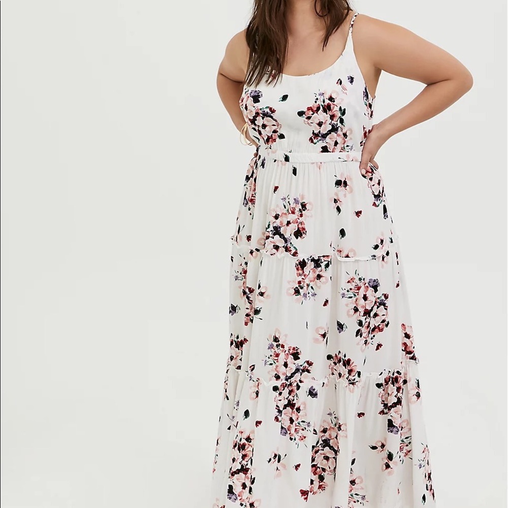 Torrid tiered ruffle floral maxi dress